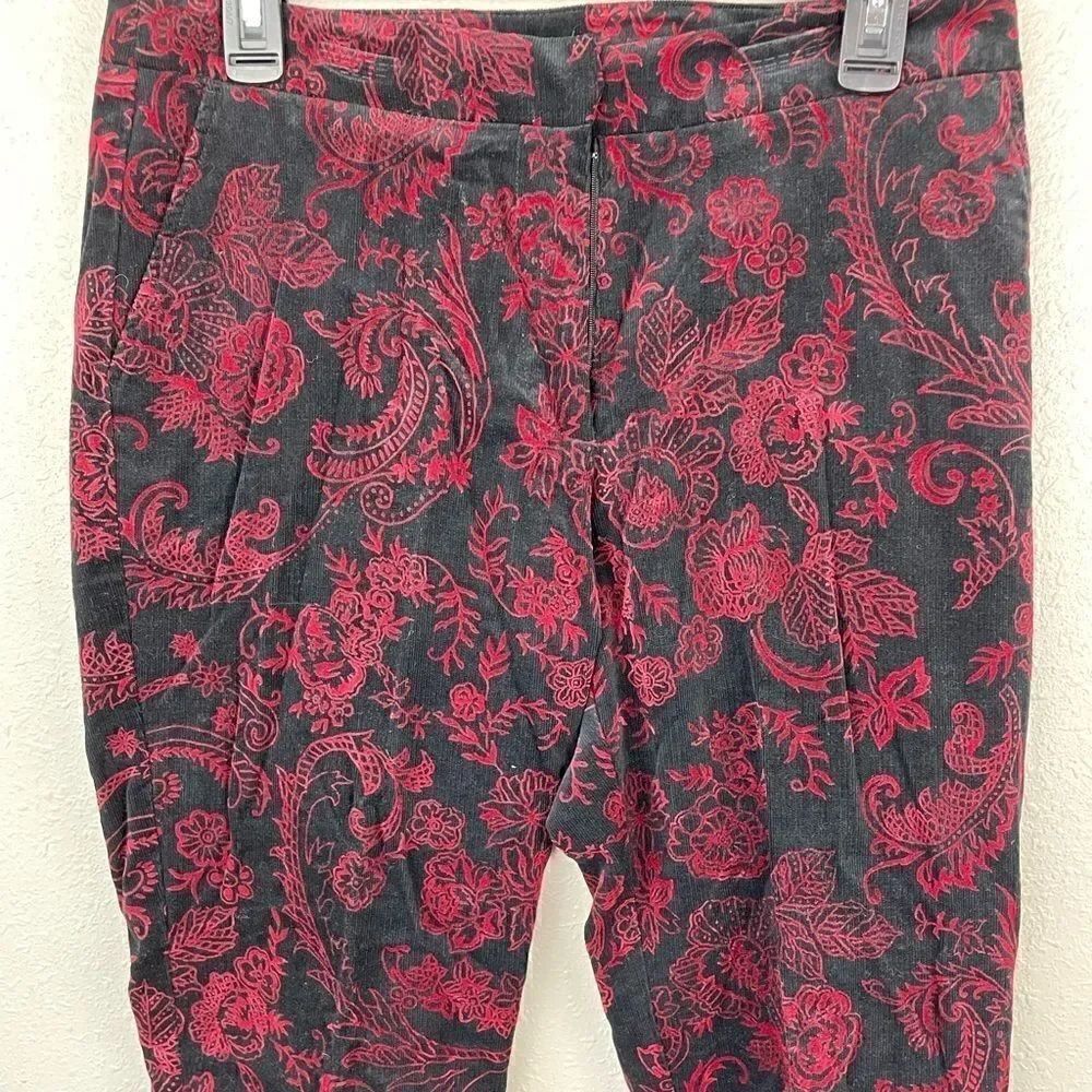 Karen Kane Black and Red Corduroy Pants Size 8 EUC